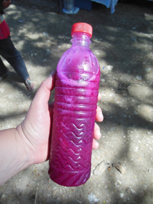 Pitaya Juice- Pitaya (AKA Dragon Fruit) Juice, purchased in the San Ignacio market.  It was delicious!